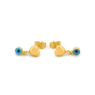 Foto 1 | Foto 1 | Aretes Corazón Y Ojito 1.2 Cm Oro Sólido 14k