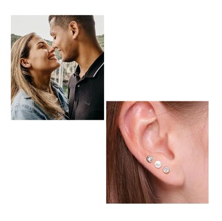 Foto 4 | Foto 4 | Piercing Arete Para Oreja Cartílago Mujer Acero Inoxidable 12 Pares Plata