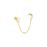 Aretes Zekie 7023 Oro 10k Amarillo Estrela Y Luna