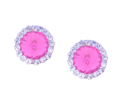 Foto 1 | Foto 1 | Broquel Circulito Rosa Con Circonias Blancas Oro 10k Horoz C511