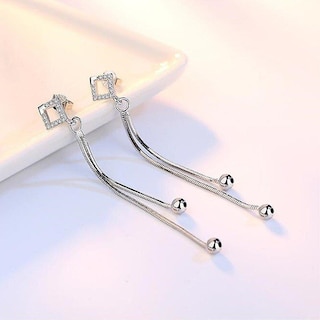 Foto 3 | Foto 3 | Pendientes Huoguo De Cobre Retro Huecos Cuadrados Con Borlas Largas X2 - Venta Internacional.