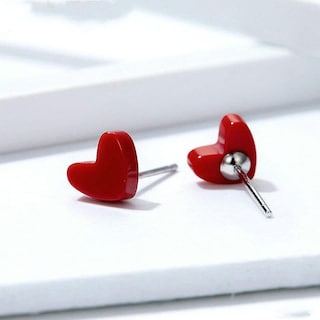 Foto 2 | Foto 2 | Pendientes Huoguo Color Rojo Chapados En Plata Para Mujer - Venta Internacional.