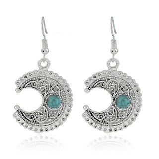 Foto 1 | Foto 1 | Pendientes Huoguo Ornaments Moon Turquesa Aleación Plateada - Venta Internacional.