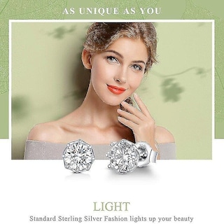 Foto 3 | Foto 3 | Pendientes Huoguo De Plata De Ley 925 Con Cierre Brillante Para Mujer - Venta Internacional.