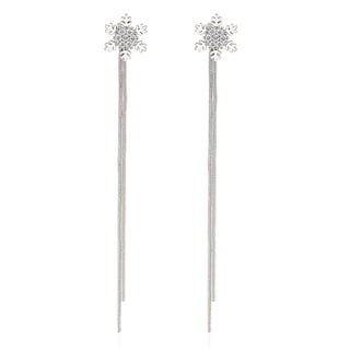 Foto 1 | Foto 1 | Pendientes Huoguo Chapados En Plata Con Forma De Copo De Nieve Para Colgar En La Espalda Para Mujer - Venta Internacional.