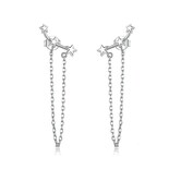 Pendientes Huoguo Cadena Larga Y Borla Chapados En Plata - Venta Internacional.