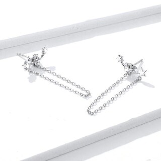 Foto 3 | Foto 3 | Pendientes Huoguo Cadena Larga Y Borla Chapados En Plata - Venta Internacional.