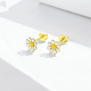 Foto 2 | Foto 2 | Pendientes Huoguo Con Forma De Margarita Amarilla Y Blanca Para Mujer - Venta Internacional.