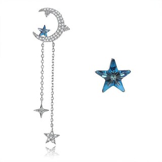 Foto 1 | Foto 1 | Pendientes Huoguo Chapados En Plata Con Forma De Estrella Lunar Y Borla Para Mujer - Venta Internacional.