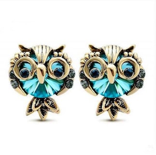 Foto 1 | Foto 1 | Pendientes Huoguo Pendientes De Tuerca Con Forma De Búho De Cristal Para Mujer - Venta Internacional.