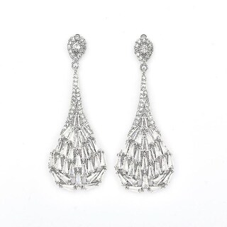 Foto 1 | Foto 1 | Pendientes Huoguo De Plata De Ley 925 Con Circonita Cúbica Blanca - Venta Internacional.