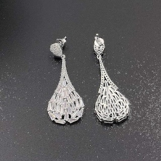 Foto 3 | Foto 3 | Pendientes Huoguo De Plata De Ley 925 Con Circonita Cúbica Blanca - Venta Internacional.