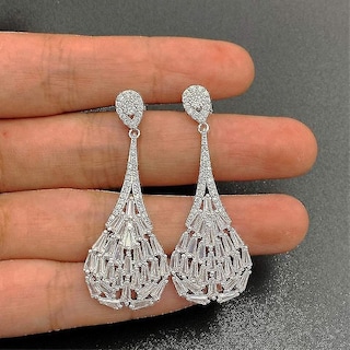 Foto 4 | Foto 4 | Pendientes Huoguo De Plata De Ley 925 Con Circonita Cúbica Blanca - Venta Internacional.