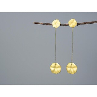 Foto 1 | Foto 1 | Pendientes Huoguo De Plata De Ley 925 Chapada En Oro Hoja De Loto - Venta Internacional.