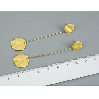 Foto 2 | Foto 2 | Pendientes Huoguo De Plata De Ley 925 Chapada En Oro Hoja De Loto - Venta Internacional.
