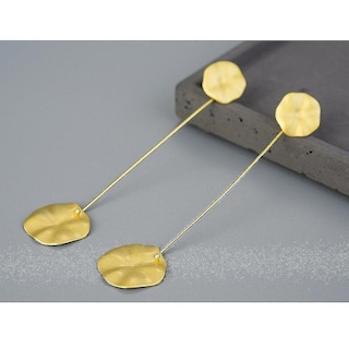 Foto 3 | Foto 3 | Pendientes Huoguo De Plata De Ley 925 Chapada En Oro Hoja De Loto - Venta Internacional.