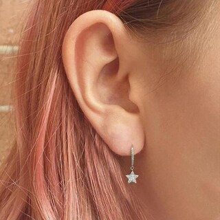 Foto 2 | Foto 2 | Pendientes Huoguo Con Forma De Estrella De Cinco Puntas Chapados En Plata Para Mujer - Venta Internacional.