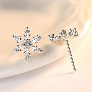 Foto 3 | Foto 3 | Juego De 3 Pendientes Con Forma De Copo De Nieve Para Mujer  Chapados En Plata - Venta Internacional.