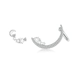 Pendientes Huoguo Star Moon Chapados En Plata Con Asimetría Para Mujer - Venta Internacional.
