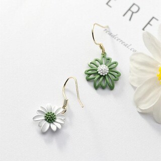Foto 2 | Foto 2 | Pendientes Huoguo Trendy Fresh Green White Daisy Para Mujer - Venta Internacional.