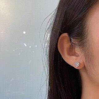 Foto 3 | Foto 3 | Pendientes Huoguo De Plata De Ley 925 Con Forma De Corazón Y Diamante Para Mujer - Venta Internacional.