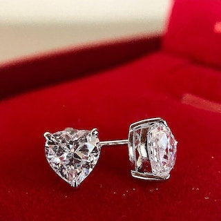 Foto 4 | Foto 4 | Pendientes Huoguo De Plata De Ley 925 Con Forma De Corazón Y Diamante Para Mujer - Venta Internacional.