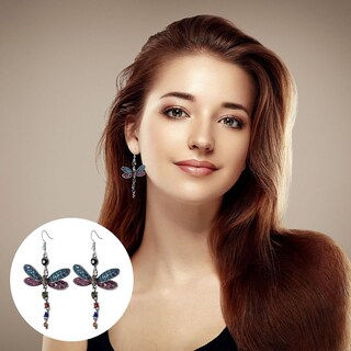 Foto 2 | Foto 2 | Pendientes Huoguo Vintage Con Borla Llena De Diamantes Multicolores - Venta Internacional.