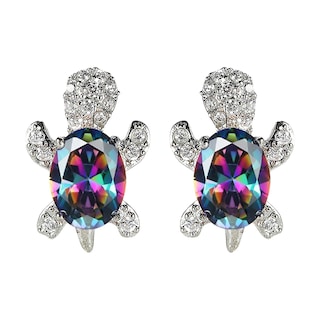 Foto 2 | Foto 2 | Pendientes Turtle Zircon Para Mujer Chapados En Oro Blanco - Venta Internacional.