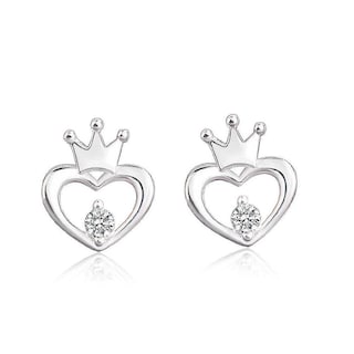 Foto 1 | Foto 1 | Pendientes Huoguo Chapados En Plata Con Forma De Corona Hueca En Forma De Corazón X8 - Venta Internacional.