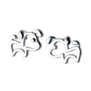 Foto 1 | Foto 1 | Pendientes Huoguo Chapados En Plata Con Forma De Perro Pequeños Huecos Para Mujer - Venta Internacional.