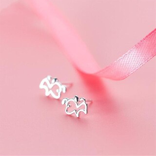 Foto 2 | Foto 2 | Pendientes Huoguo Chapados En Plata Con Forma De Perro Pequeños Huecos Para Mujer - Venta Internacional.