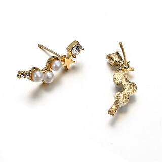 Foto 3 | Foto 3 | Pendientes Huoguo Simple Geométrica Estrella Perla De Cinco Puntas - Venta Internacional.