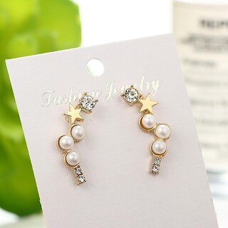 Foto 5 | Foto 5 | Pendientes Huoguo Simple Geométrica Estrella Perla De Cinco Puntas - Venta Internacional.