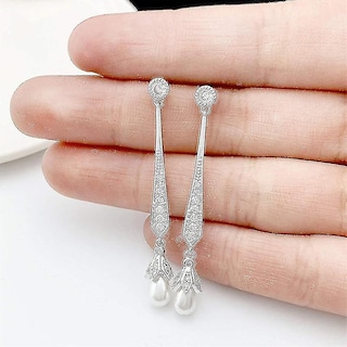 Foto 4 | Foto 4 | Pendientes Huoguo De Plata De Ley 925 Elegantes Colgantes Para Novia - Venta Internacional.