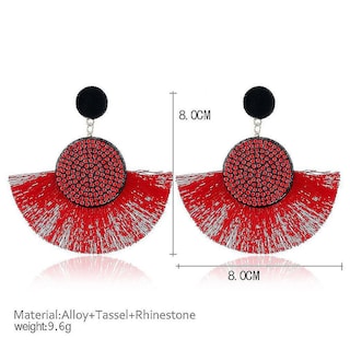Foto 2 | Foto 2 | Pendientes Huoguo Redondos Exagerados Con Borla De Diamantes De Imitación - Venta Internacional.