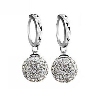 Foto 1 | Foto 1 | Pendientes Huoguo Con Forma De Bola De Cristal Completa Diseño Tallado En Plata - Venta Internacional.