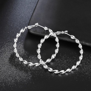 Foto 2 | Foto 2 | Pendientes Huoguo Chapados En Plata Con Forma De Línea Retorcida Juego De 3 Para Mujer - Venta Internacional.