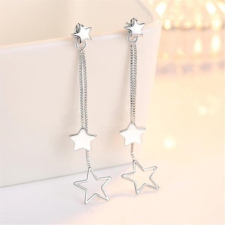 Foto 3 | Foto 3 | Pendientes Huoguo Chapados En Plata Con Flecos Geométricos Para Mujer - Venta Internacional.
