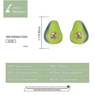Foto 3 | Foto 3 | Pendientes Bamoer De Plata De Ley 925 Con Forma De Aguacate - Venta Internacional.