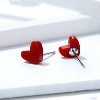 Foto 2 | Foto 2 | Pendientes Huoguo Color Rojo Chapados En Plata Para Mujer - Venta Internacional.