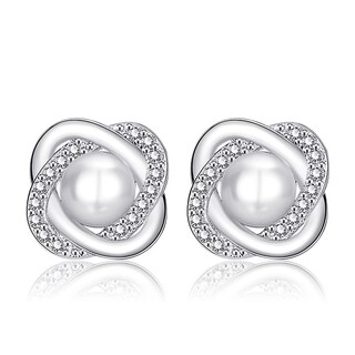 Foto 1 | Foto 1 | Pendientes Huoguo Con Forma De Perla Chapados En Plata Para Mujer - Venta Internacional.