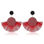 Pendientes Huoguo Redondos Exagerados Con Borla De Diamantes De Imitación - Venta Internacional.