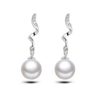 Foto 1 | Foto 1 | Pendientes Huoguo De Plata De Ley 925 Con Perla De 8 Mm Para Mujer - Venta Internacional.