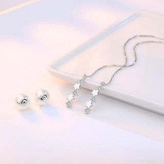 Foto 3 | Foto 3 | Pendientes Huoguo Chapados En Plata A La Moda Femenina 2 Unidades - Venta Internacional.