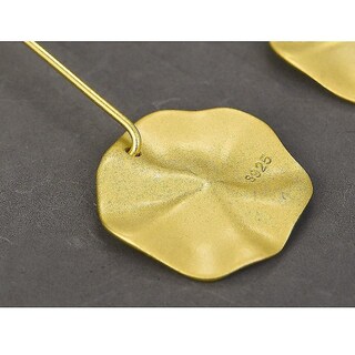 Foto 5 | Foto 5 | Pendientes Huoguo De Plata De Ley 925 Chapada En Oro Hoja De Loto - Venta Internacional.