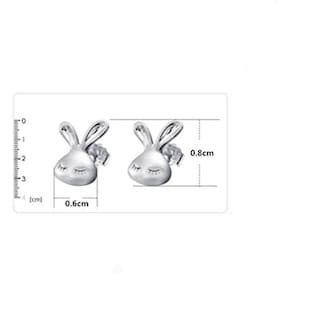 Foto 2 | Foto 2 | Pendientes Huoguo Con Forma De Conejo Plateado Para Mujer En Aleación De Zinc - Venta Internacional.