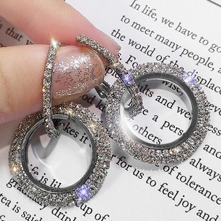 Foto 1 | Foto 1 | Pendientes Huoguo Fashion De Lujo Redondos Con Diamantes De Imitación Para Mujer - Venta Internacional.