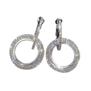 Foto 2 | Foto 2 | Pendientes Huoguo Fashion De Lujo Redondos Con Diamantes De Imitación Para Mujer - Venta Internacional.