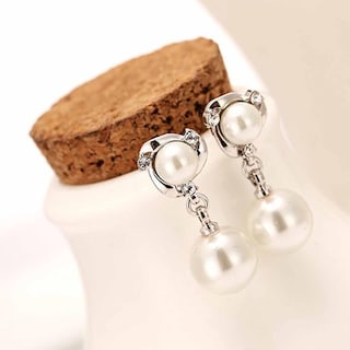 Foto 3 | Foto 3 | Pendientes Huoguo Fashion Con Diamantes Y Perlas Para Mujer - Venta Internacional.