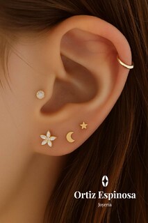 Foto 5 | Foto 6 | Aretes / Broquel Luna Y Estrella Oro 10k Ortiz Espinosa
